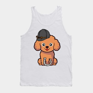 Funny brown dog is ready to ride a horse Tank Top